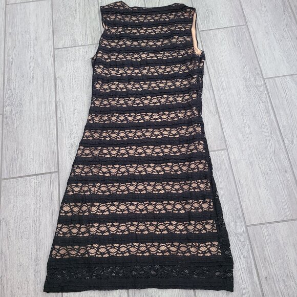 Max Studio Lace Sheath Dress Black Nude Lined Women's Size XS - Picture 15 of 15